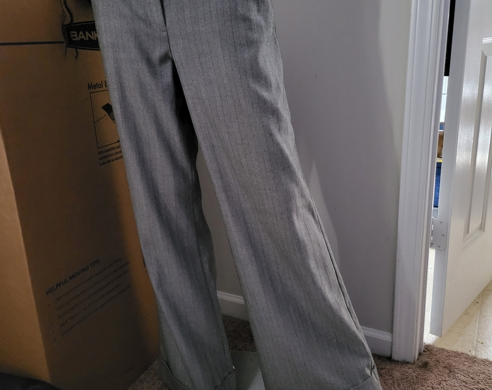 Grey and black flat front casual slacks size 12